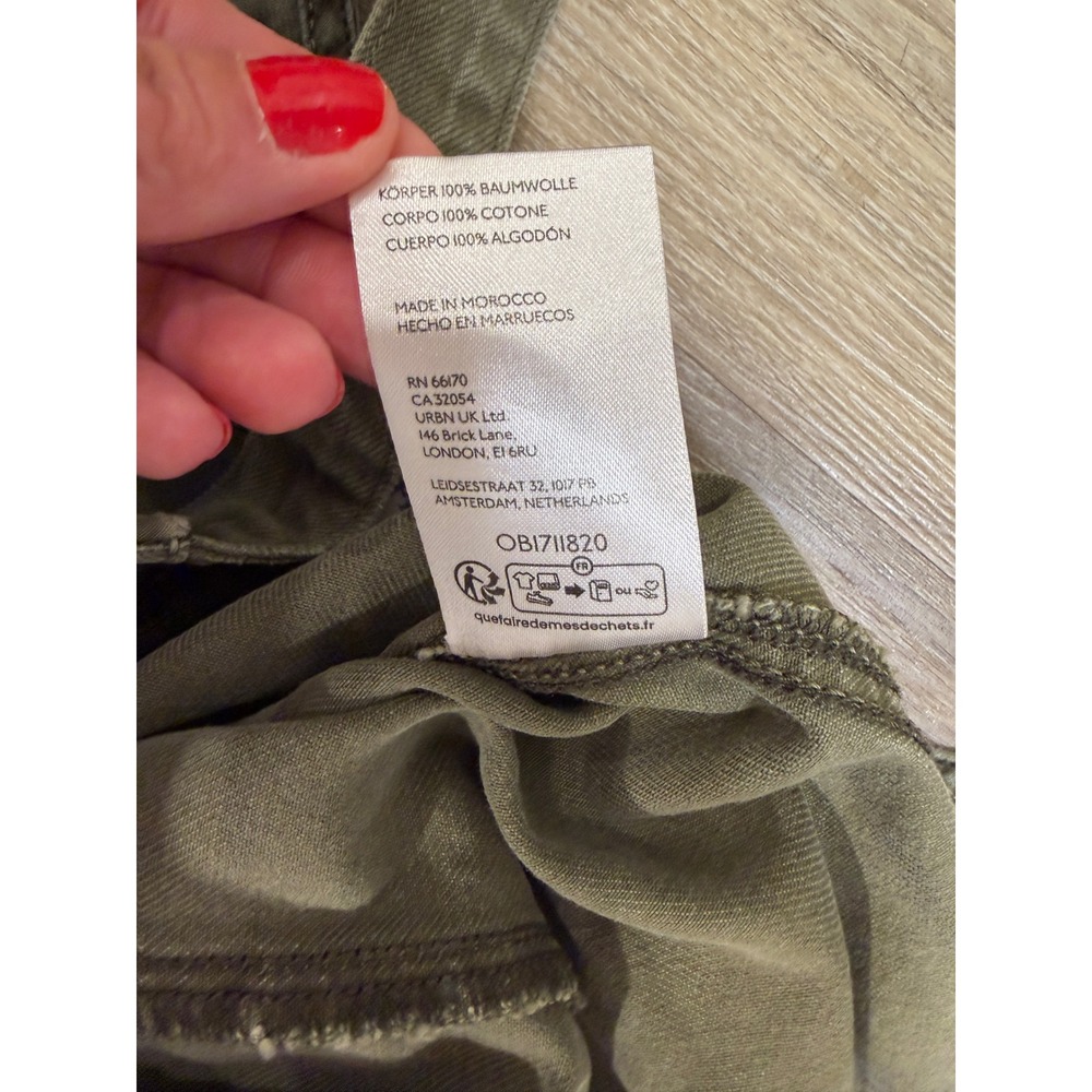 We The Free Free People Olive Green Cotton Twill Slouchy Overalls Jumpsuit M - Picture 6 of 8